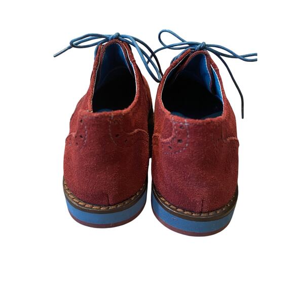 Johnston & Murphy maroon and teal lace-up suede oxfords size 6 - Picture 5 of 8